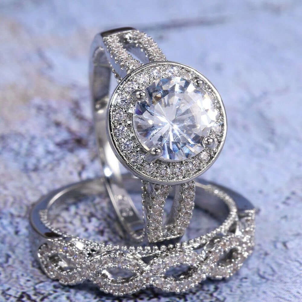 NEW 925 Silver White Sapphire Wedding Ring - Picture 4 of 6